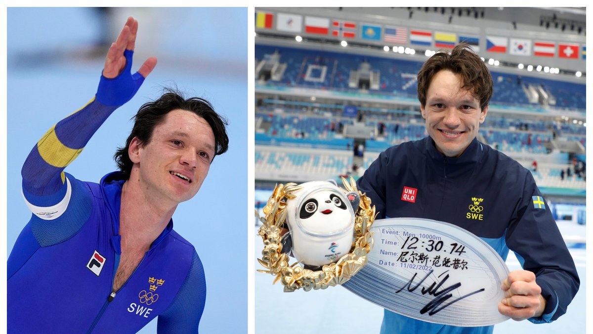 Nils van der Poel tar sitt andra OS-guld i Peking 2022.